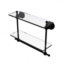 Allied Brass AP-2TB/16-BKM - Astor Place Collection 16 Inch Two Tiered Glass Shelf with Integrated Towel Bar