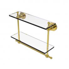 Allied Brass AP-2TB/16-PB - Astor Place Collection 16 Inch Two Tiered Glass Shelf with Integrated Towel Bar