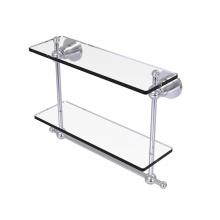 Allied Brass AP-2TB/16-SCH - Astor Place Collection 16 Inch Two Tiered Glass Shelf with Integrated Towel Bar