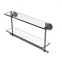 Allied Brass AP-2TB/22-ABR - Astor Place Collection 22 Inch Two Tiered Glass Shelf with Integrated Towel Bar