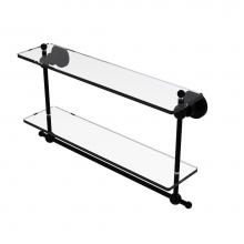 Allied Brass AP-2TB/22-BKM - Astor Place Collection 22 Inch Two Tiered Glass Shelf with Integrated Towel Bar