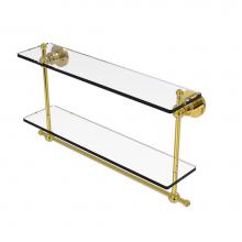 Allied Brass AP-2TB/22-PB - Astor Place Collection 22 Inch Two Tiered Glass Shelf with Integrated Towel Bar