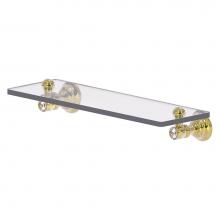 Allied Brass CC-1-16-UNL - Carolina Crystal Collection 16 Inch Glass Shelf - Unlacquered Brass
