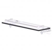 Allied Brass CC-1-16-GAL-SCH - Carolina Crystal Collection 16 Inch Glass Shelf with Gallery Rail - Satin Chrome