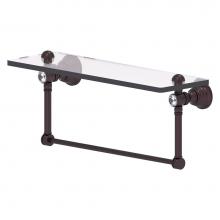 Allied Brass CC-1-16-TB-ABZ - Carolina Crystal Collection 16 Inch Glass Shelf with Integrated Towel Bar - Antique Bronze