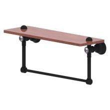 Allied Brass CC-1-16-TB-IRW-BKM - Carolina Crystal Collection 16 Inch Wood shelf with Integrated Towel Bar - Matte Black