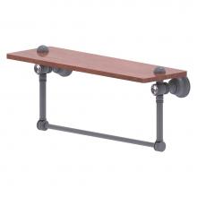 Allied Brass CC-1-16-TB-IRW-GYM - Carolina Crystal Collection 16 Inch Wood shelf with Integrated Towel Bar - Matte Gray