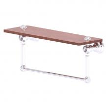 Allied Brass CC-1-16-TB-IRW-SCH - Carolina Crystal Collection 16 Inch Wood shelf with Integrated Towel Bar - Satin Chrome