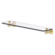 Allied Brass CC-1-22-UNL - Carolina Crystal Collection 22 Inch Glass Shelf - Unlacquered Brass