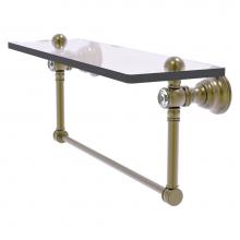 Allied Brass CC-1-22-TB-ABR - Carolina Crystal Collection 22 Inch Glass Shelf with Integrated Towel Bar - Antique Brass