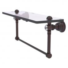 Allied Brass CC-1-22-TB-VB - Carolina Crystal Collection 22 Inch Glass Shelf with Integrated Towel Bar - Venetian Bronze