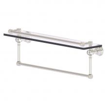 Allied Brass CC-1-22-TB-GAL-SN - Carolina Crystal Collection 22 Inch Gallery Glass Shelf with Towel Bar - Satin Nickel