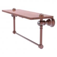 Allied Brass CC-1-22-TB-IRW-CA - Carolina Crystal Collection 22 Inch Wood shelf with Integrated Towel Bar - Antique Copper