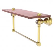 Allied Brass CC-1-22-TB-IRW-SBR - Carolina Crystal Collection 22 Inch Wood shelf with Integrated Towel Bar - Satin Brass