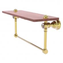 Allied Brass CC-1-22-TB-IRW-UNL - Carolina Crystal Collection 22 Inch Wood shelf with Integrated Towel Bar - Unlacquered Brass