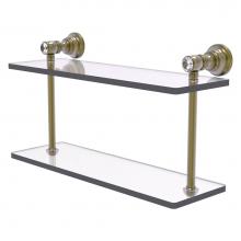 Allied Brass CC-2-16-ABR - Carolina Crystal Collection 16 Inch Two Tiered Glass Shelf - Antique Brass
