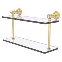 Allied Brass CC-2-16-SBR - Carolina Crystal Collection 16 Inch Two Tiered Glass Shelf - Satin Brass