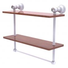 Allied Brass CC-2-16-TB-IRW-WHM - Carolina Crystal Collection 16 Inch Double Wood Shelf with Towel Bar - Matte White