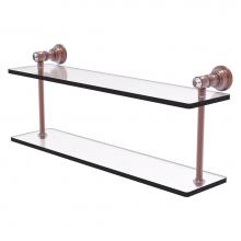Allied Brass CC-2-22-CA - Carolina Crystal Collection 22 Inch Two Tiered Glass Shelf - Antique Copper