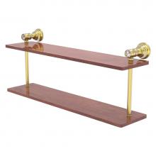 Allied Brass CC-2-22-IRW-SBR - Carolina Crystal Collection 22 Inch Two Tiered Wood Shelf - Satin Brass
