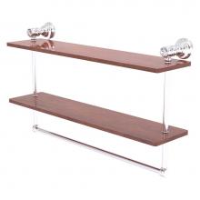 Allied Brass CC-2-22-TB-IRW-SCH - Carolina Crystal Collection 22 Inch Double Wood Vanity Shelf with Integrated Towel Bar - Satin Chr