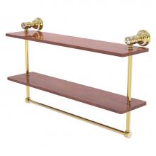 Allied Brass CC-2-22-TB-IRW-UNL - Carolina Crystal Collection 22 Inch Double Wood Vanity Shelf with Integrated Towel Bar - Unlacquer
