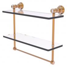 Allied Brass CC-2-TB-16-BBR - Carolina Crystal Collection 16 Inch Double Glass Shelf with Towel Bar - Brushed Bronze