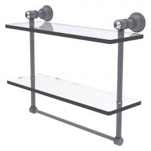 Allied Brass CC-2-TB-16-GYM - Carolina Crystal Collection 16 Inch Double Glass Shelf with Towel Bar - Matte Gray