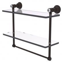 Allied Brass CC-2-TB-16-ORB - Carolina Crystal Collection 16 Inch Double Glass Shelf with Towel Bar - Oil Rubbed Bronze