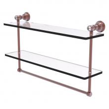 Allied Brass CC-2-TB-22-CA - Carolina Crystal Collection 22 Inch Double Glass Shelf with Towel Bar - Antique Copper