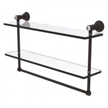 Allied Brass CC-2-TB-22-ORB - Carolina Crystal Collection 22 Inch Double Glass Shelf with Towel Bar - Oil Rubbed Bronze