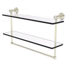 Allied Brass CC-2-TB-22-PNI - Carolina Crystal Collection 22 Inch Double Glass Shelf with Towel Bar - Polished Nickel