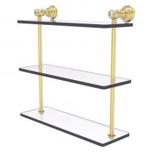 Allied Brass CC-5-16-SBR - Carolina Crystal Collection 16 Inch Triple Glass Shelf - Satin Brass