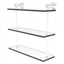 Allied Brass CC-5-16-SCH - Carolina Crystal Collection 16 Inch Triple Glass Shelf - Satin Chrome