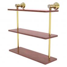 Allied Brass CC-5-16-IRW-UNL - Carolina Crystal Collection 16 Inch Triple Wood Shelf - Unlacquered Brass