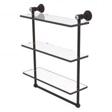 Allied Brass CC-5-16-TB-ORB - Carolina Crystal Collection 16 Inch Triple Glass Shelf with Towel Bar - Oil Rubbed Bronze