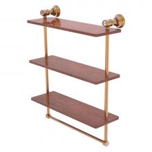 Allied Brass CC-5-16-TB-IRW-BBR - Carolina Crystal Collection 22 Inch Triple Wood Shelf with Towel Bar - Brushed Bronze