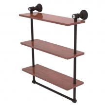 Allied Brass CC-5-16-TB-IRW-ORB - Carolina Crystal Collection 22 Inch Triple Wood Shelf with Towel Bar - Oil Rubbed Bronze