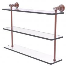 Allied Brass CC-5-22-CA - Carolina Crystal Collection 22 Inch Triple Glass Shelf - Antique Copper