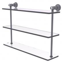 Allied Brass CC-5-22-GYM - Carolina Crystal Collection 22 Inch Triple Glass Shelf - Matte Gray