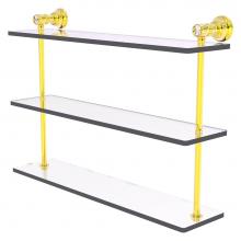 Allied Brass CC-5-22-PB - Carolina Crystal Collection 22 Inch Triple Glass Shelf - Polished Brass