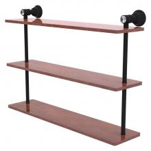 Allied Brass CC-5-22-IRW-BKM - Carolina Crystal Collection 22 Inch Triple Wood Shelf - Matte Black
