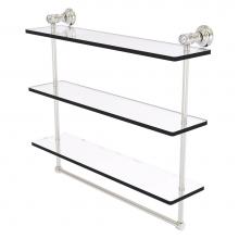 Allied Brass CC-5-22-TB-SN - Carolina Crystal Collection 22 Inch Triple Glass Shelf with Towel Bar - Satin Nickel