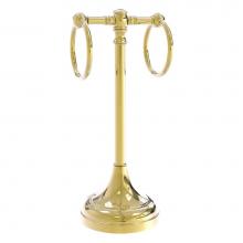 Allied Brass CC-53-UNL - Carolina Crystal Collection 2 Ring Guest Towel Stand - Unlacquered Brass