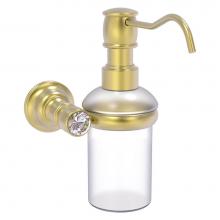 Allied Brass CC-60-SBR - Carolina Crystal Collection Wall Mounted Soap Dispenser - Satin Brass