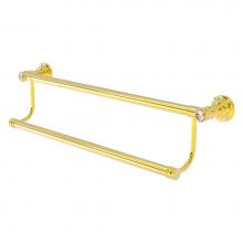 Allied Brass CC-72-18-PB - Carolina Crystal Collection 18 Inch Double Towel Bar - Polished Brass