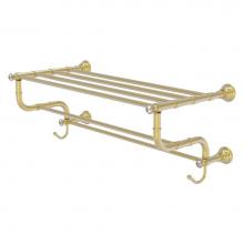 Allied Brass CC-HTL-5-DTB-24-SBR - Carolina Crystal Collection 24 Inch Towel Shelf with Double Towel Bar - Satin Brass
