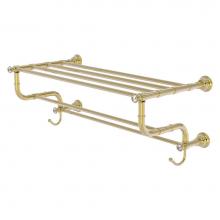 Allied Brass CC-HTL-5-DTB-24-UNL - Carolina Crystal Collection 24 Inch Towel Shelf with Double Towel Bar - Unlacquered Brass