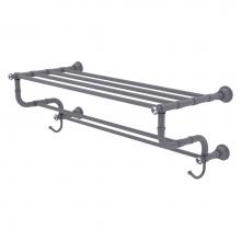 Allied Brass CC-HTL-5-DTB-30-GYM - Carolina Crystal Collection 30 Inch Towel Shelf with Double Towel Bar - Matte Gray