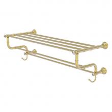 Allied Brass CC-HTL-5-DTB-36-SBR - Carolina Crystal Collection 36 Inch Towel Shelf with Double Towel Bar - Satin Brass